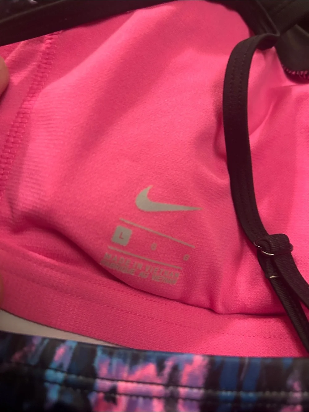 Nike Pink & Blue Abstract Racerback Swim Top L‎